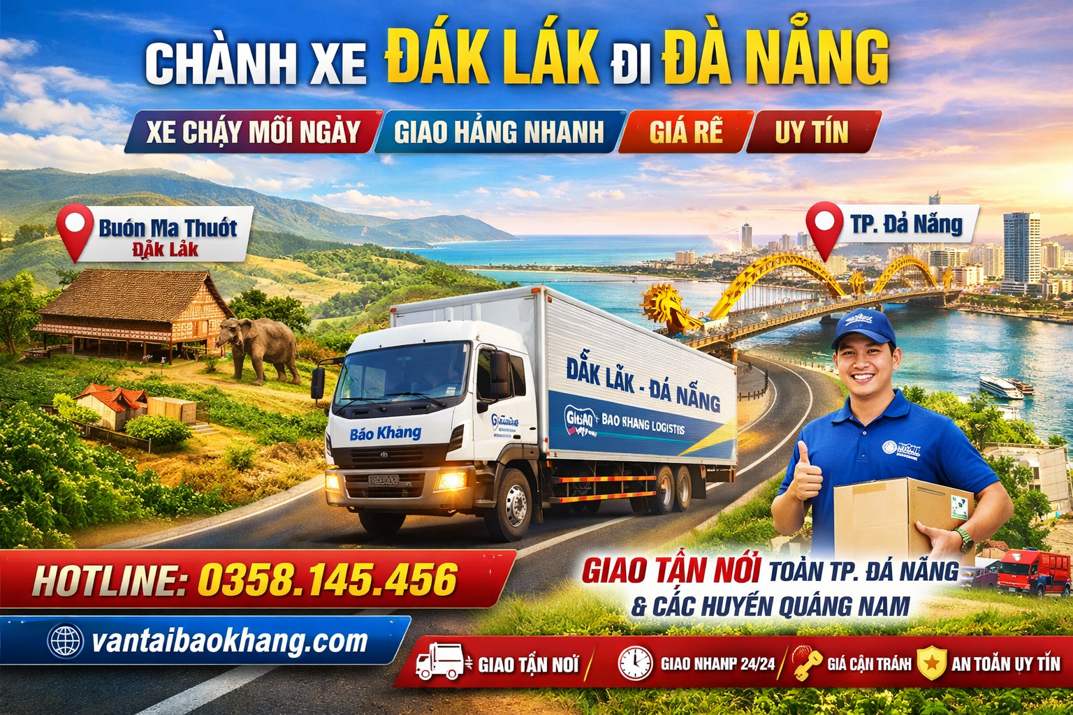 Chành xe Đắk Lắk đi Đà Nẵng