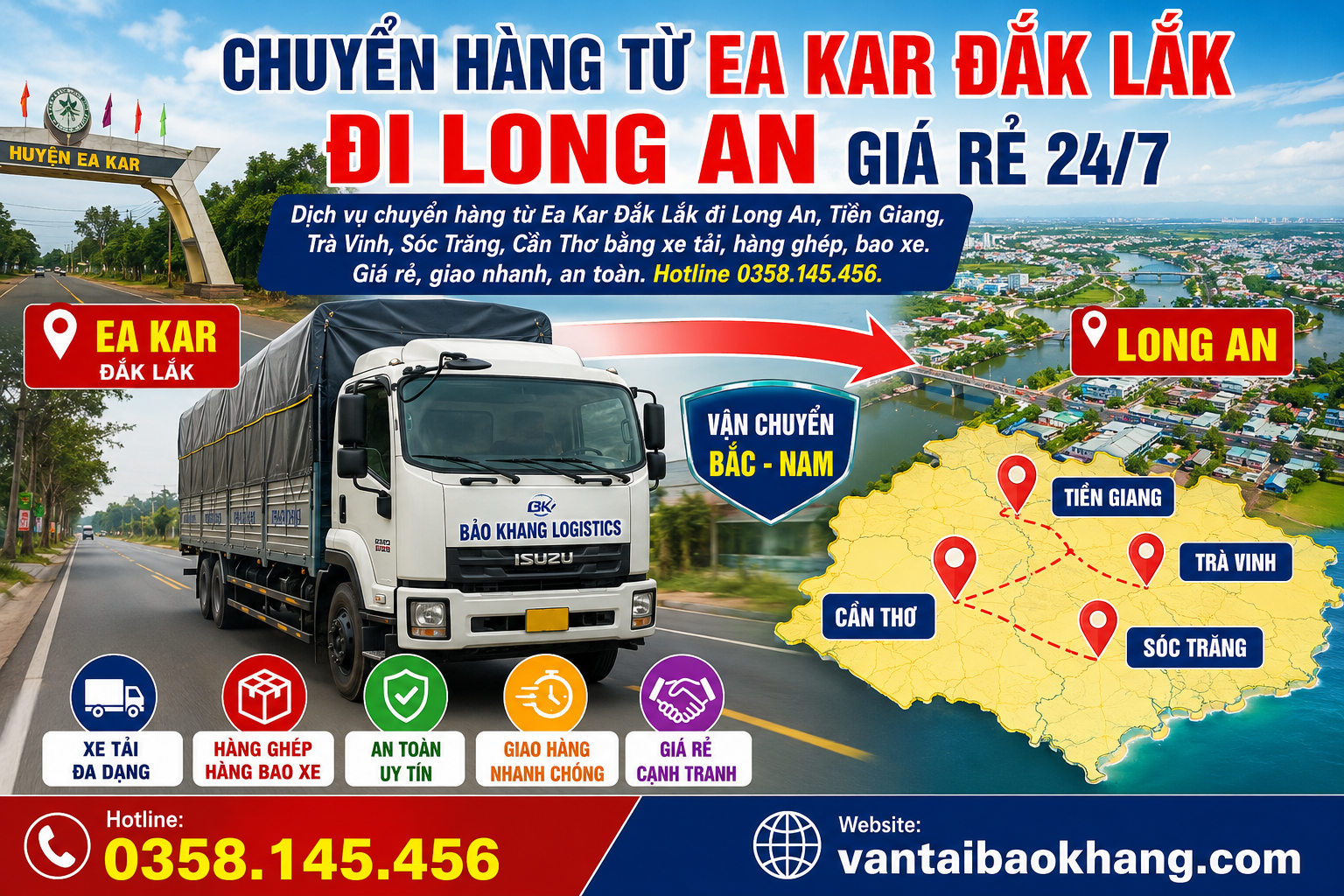 Chuyển Hàng Từ Ea Kar Đắk Lắk Đi Long An