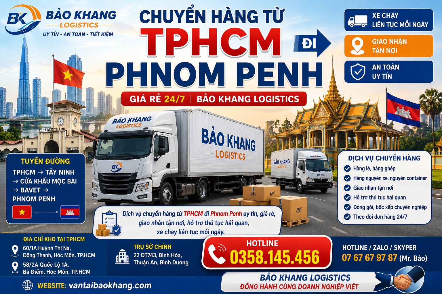 chuyển hàng từ TPHCM đi Phnom Penh