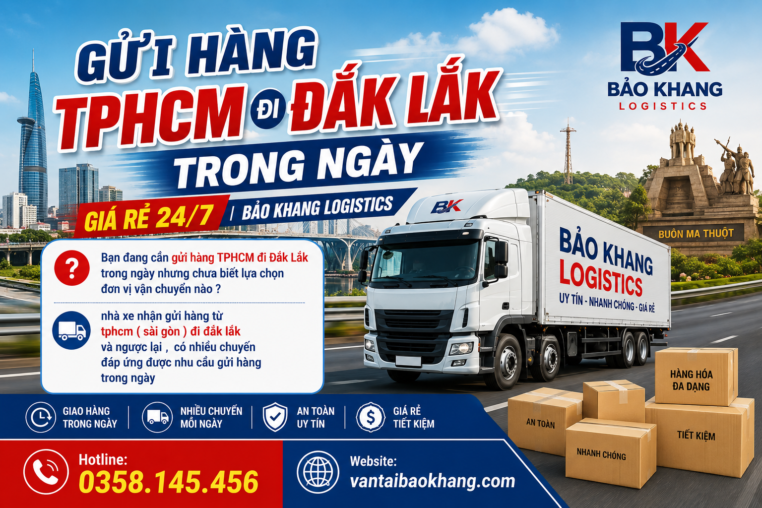 Gửi hàng TPHCM đi Đắk Lắk trong ngày