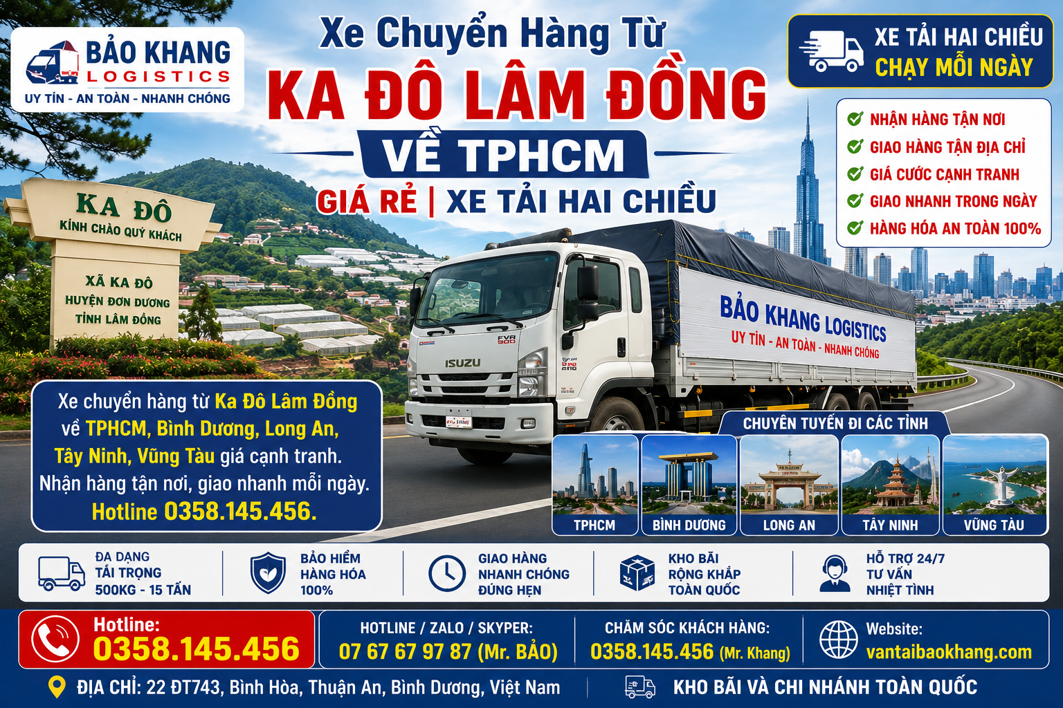 Xe Chuyển Hàng Từ Ka Đô Lâm Đồng Về TPHCM