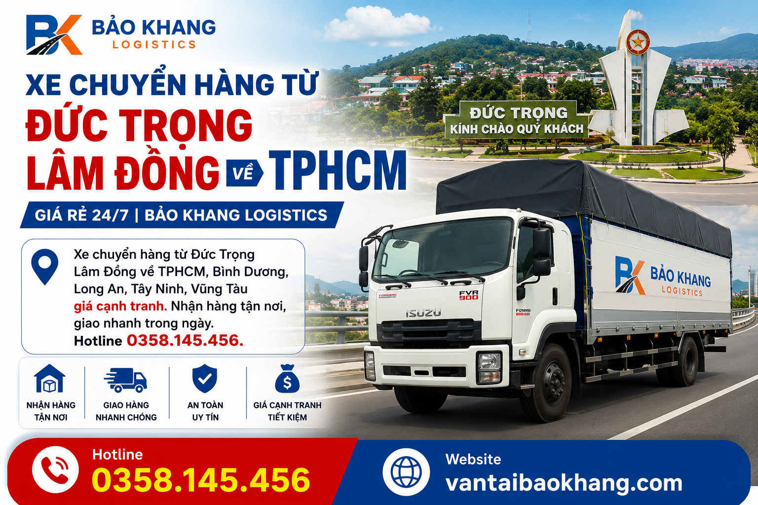 Xe chuyển hàng từ Đức Trọng Lâm Đồng về TPHCM