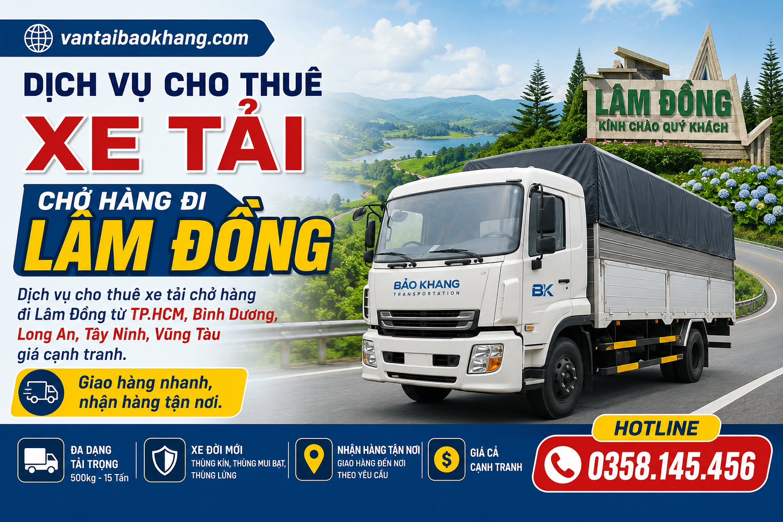 thuê xe tải chở hàng đi Lâm Đồng