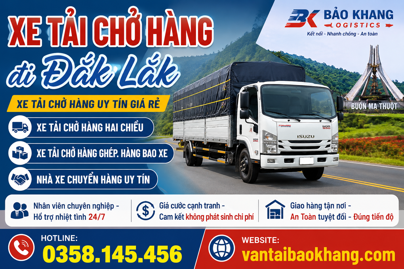 xe tải chở hàng đi Đắk Lắk