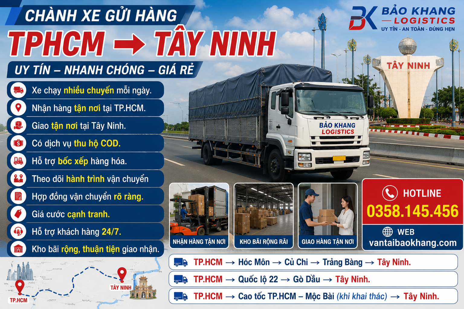 Chành Xe Gửi Hàng TPHCM Đi Tây Ninh