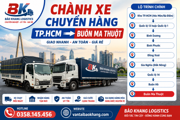 Chành xe chuyển hàng TP.HCM đi Buôn Ma Thuột
