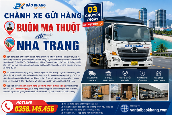 Chành xe gửi hàng Buôn Ma Thuột đi Nha trang