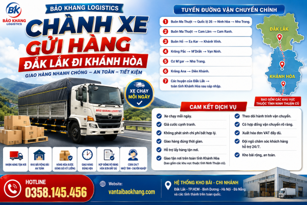 Chành xe gửi hàng Đắk Lắk đi Khánh Hòa