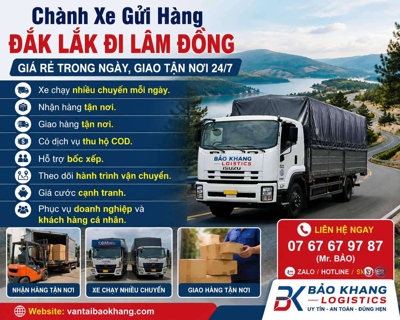 Chành xe gửi hàng Đắk Lắk đi Lâm Đồng