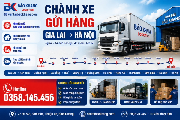 Chành xe gửi hàng Gia Lai Hà Nội