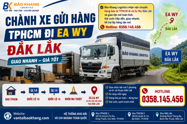 Chành xe gửi hàng TPHCM đi Ea Wy Đắk Lắk
