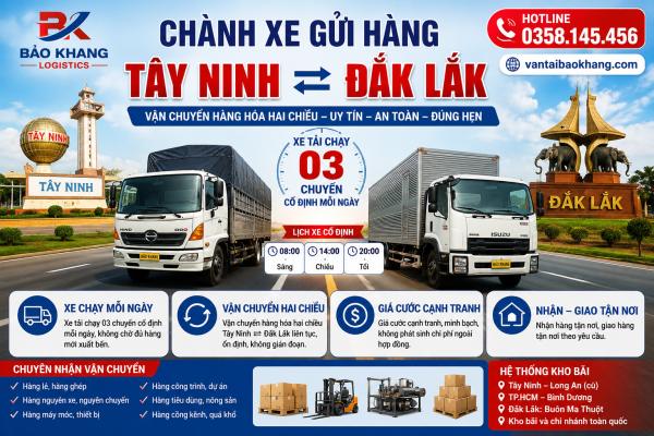 Chành xe gửi hàng tây Ninh đến Đắk Lắk