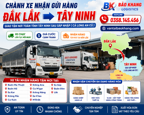 Chành xe nhận gửi hàng Đắk Lắk đi Tây Ninh