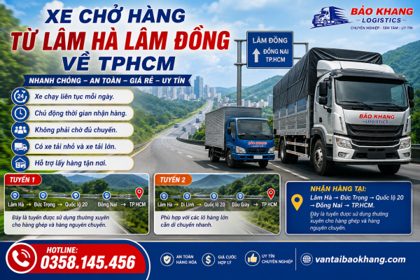 Xe chở hàng từ Lâm Hà Lâm Đồng về TPHCM