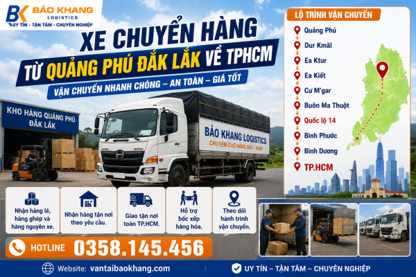 Xe chuyển hàng từ Quảng Phú Đắk Lắk về TPHCM