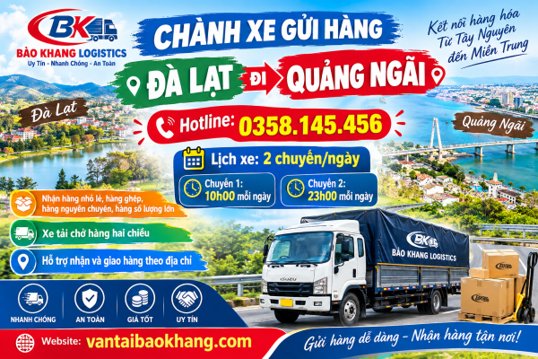 Chành xe gửi hàng Đà Lạt đi Quảng Ngãi